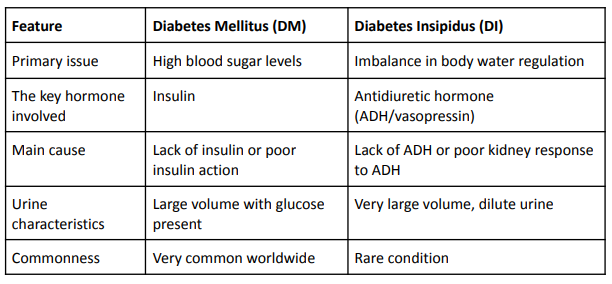 Diabetes Mellitus And Diabetes Insipidus Difference
